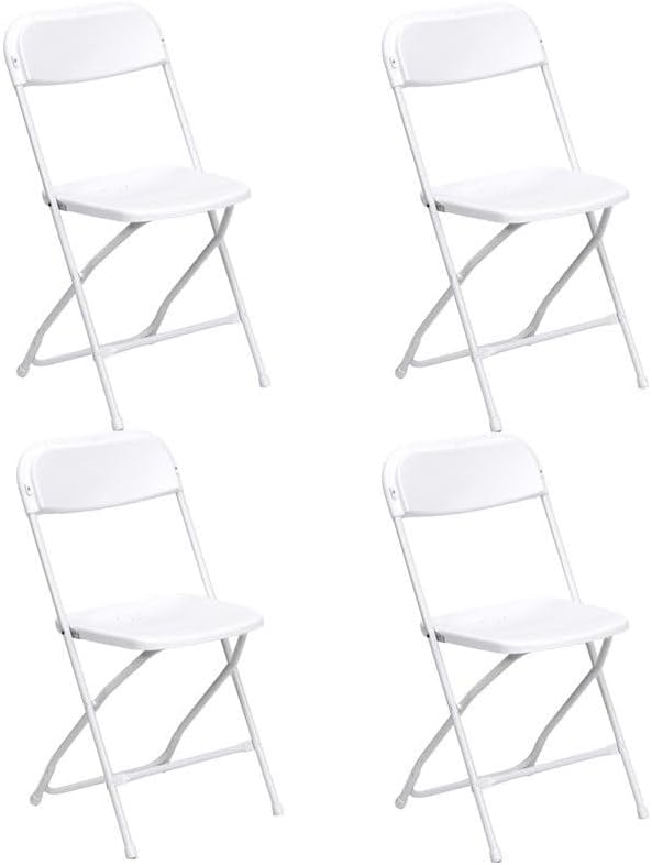 TentandTable Heavy Duty Poly Plastic Stackable Folding Chairs | White | for Event, Banquet, and Wedding| 700-Pound Capacity | 4 Pack