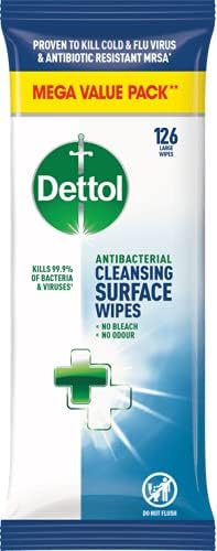 Dettol Cleansing Surface Biodegradable Wipes, No Odour (6 x 126) 756