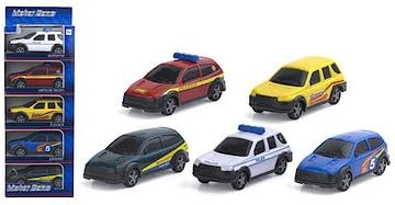 MOTOR ZONE from Peterkin | Extreme Vehicle Team 5-Pack Playset | Extreme Vehicle toys including Fire & Rescue, Police, and Racing Style Cars | 1:48 Scale | Diecast Vehicles | Ages 3+