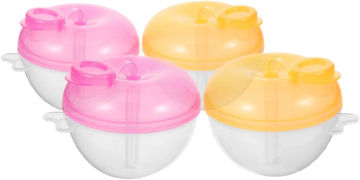HONITANO 4pcs Rotating Milk Powder Container Portable Formula Dispenser with Three Compartments for Travel Feeding and Snack Storage Lightweight and Easy to Clean for Go Parents