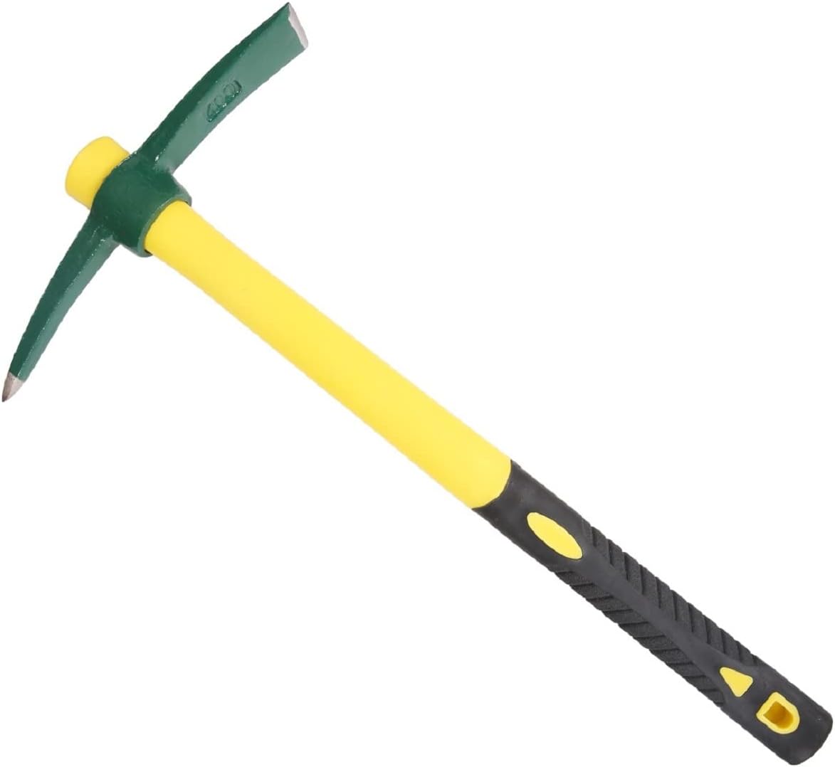 JANNO 18Inch Pick Axe, Steel Forged Garden Pick, Premium Mattock Hoe with Fiberglass Handle Hoe Garden Tool for Flower Beds, Weeding, Gardening Loosening Soil, Digging, Camping