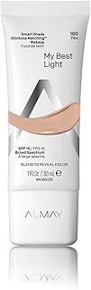 Almay Skintone Matching Foundation, Smart Shade Face Makeup, Hypoallergenic, Oil Free-Fragrance Free, Dermatologist Tested with SPF 15, My Best Light, 1 Oz