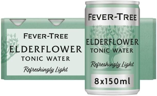 Fever-Tree Refreshingly Light Elderflower Tonic Water 8 x 150ml (Pack of 3, Total 24 Cans)