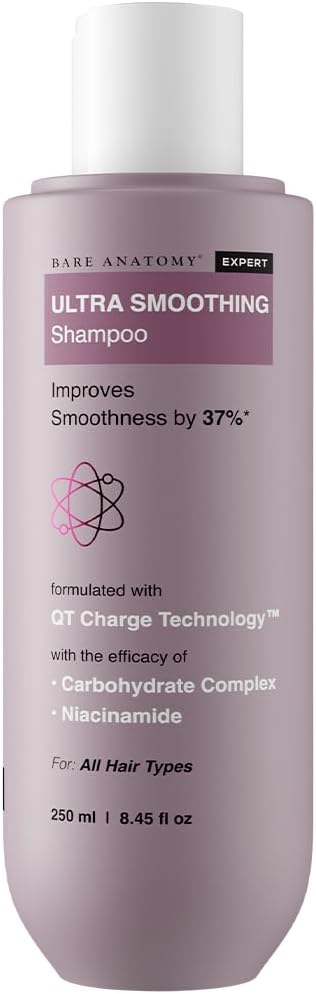Bare Anatomy Ultra Smoothing Hair Shampoo | Restores Smoothing & Texture by 27% | Dry & Frizzy Hair | Paraben & Sulfate Free | For Women & Men | 250ml