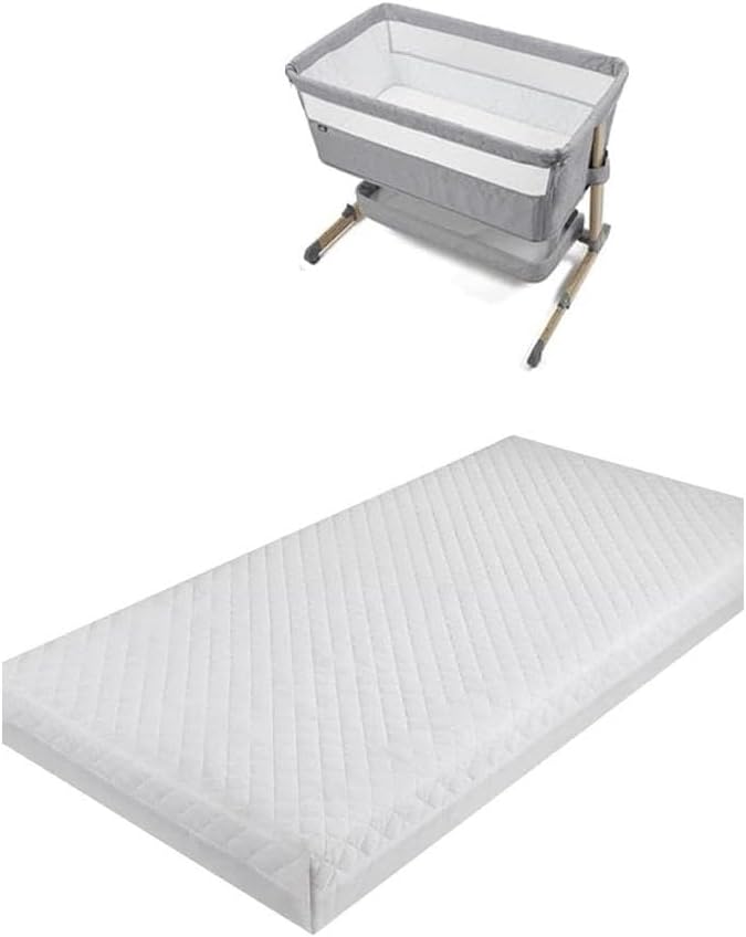 Baby Mattress Fits/Compatible to Babylo Cozi Sleeper - Bedside Travel Cot Toddler Infant Bed Firm Foam Mattress - Hypoallergenic & Removable Quilt Cover (87 x 44 x 5cm)