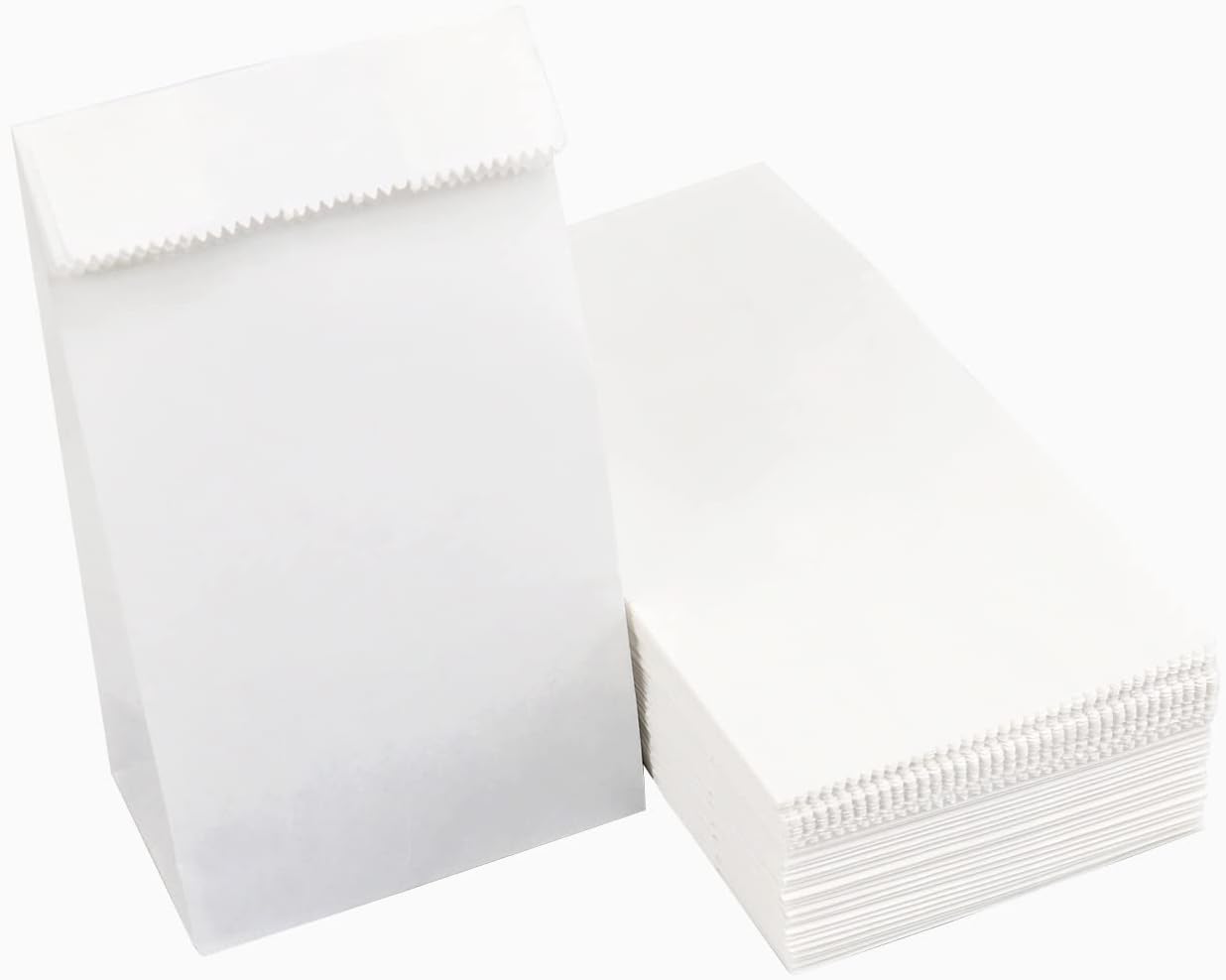 Kslong Small White Paper Bags, 50PCS Mini Paper Treat Bags for Party Favors, Paper Lunch Bags Bulk for Sandwich, Popcorn, Snack, Cookies, Gift Wrapping 1 LB 3.5x2.2x6.7” bolsas de papel (White 2)