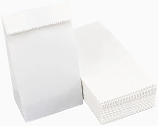 Kslong Small White Paper Bags, 50PCS Mini Paper Treat Bags for Party Favors, Paper Lunch Bags Bulk for Sandwich, Popcorn, Snack, Cookies, Gift Wrapping 1 LB 3.5x2.2x6.7” bolsas de papel (White 2)