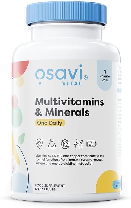 Osavi Multivitamin & Minerals OneDaily – 60 Capsules | Supports Energy Metabolism, Nervous System & Immune Function | Unique Blend of Vitamins, Minerals & BioPerine® for Enhanced Absorption