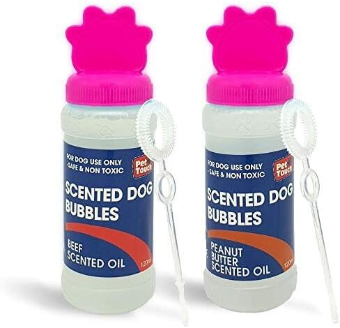 2x Blowing Bubbles that contains Oil Refill for Pet Interactive Play with Toy Blower equipment