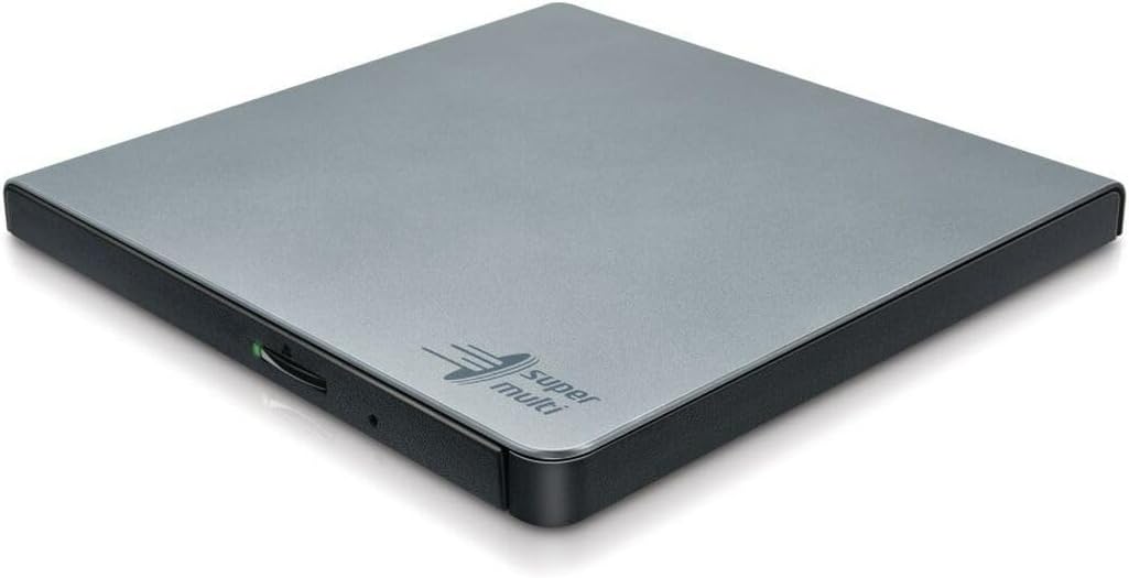Hitachi-LG GP57 External DVD Drive, Slim Portable DVD Player/Writer for Laptop/Desktop PC, with USB 2.0, Windows and Mac OS Compatible, 8x Read/Write Speed - Silver