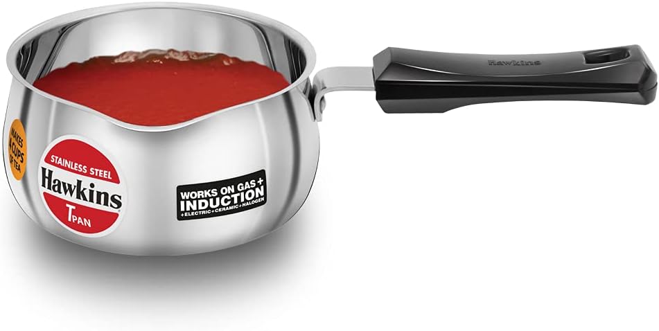 Hawkins 1 Litre Tpan, Stainless Steel Tea Pan, Induction Sauce Pan, Chai Pan, Small Pan, Silver (SST10)