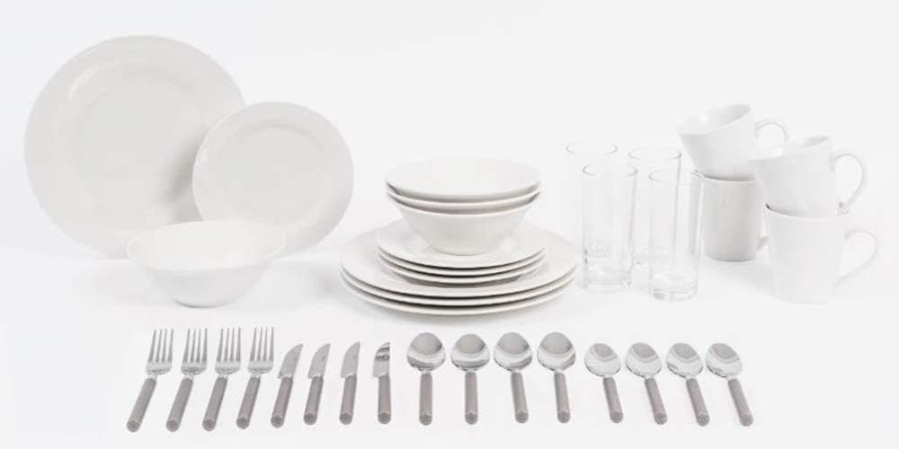Sabichi 36 Piece Dinner Set Boxed Tableware & Cutlery Set Ideal for Students