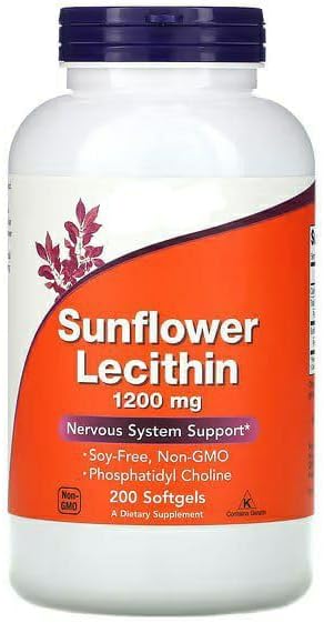 Sunflower Lecithin 1200mg, Soy-Free, Non-GMO 200 Vegan Softgels