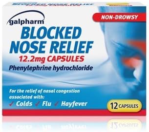 Galpharm Blocked Nose Relief | 12 Capsules | Un-block Your Nose | Non Drowsy | Relieves Nasal Congestion Associated with Colds, Flu, Hayfever & Allergies