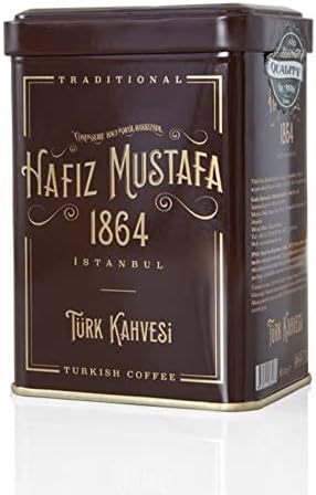Hafiz Mustafa 1864 Istanbul, Turkish Coffee, Finest Ground, Authentic, Milled and Medium Roasted Arabica Beans, Tray Gift Ideas for Birthday, Christmas