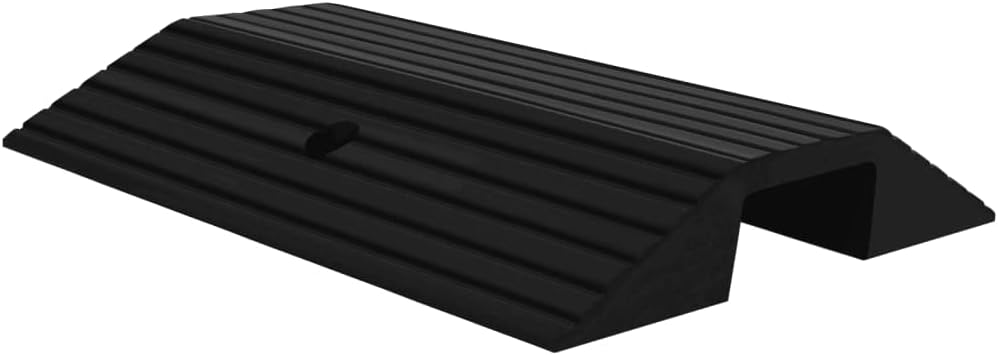 vidaXL Bridge Threshold Ramp - Rubber Road Door Curb for Wheelchairs, Rollators, Scooters - 5 Ton Load Capacity, Non-slip, 49x40x8 cm