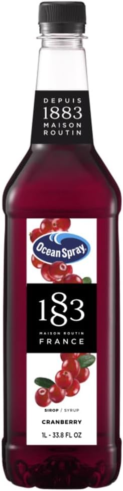 1883 Routin Ocean Spray Cranberry Syrup, 1 Litre Bottle For Cocktails & Iced Drinks