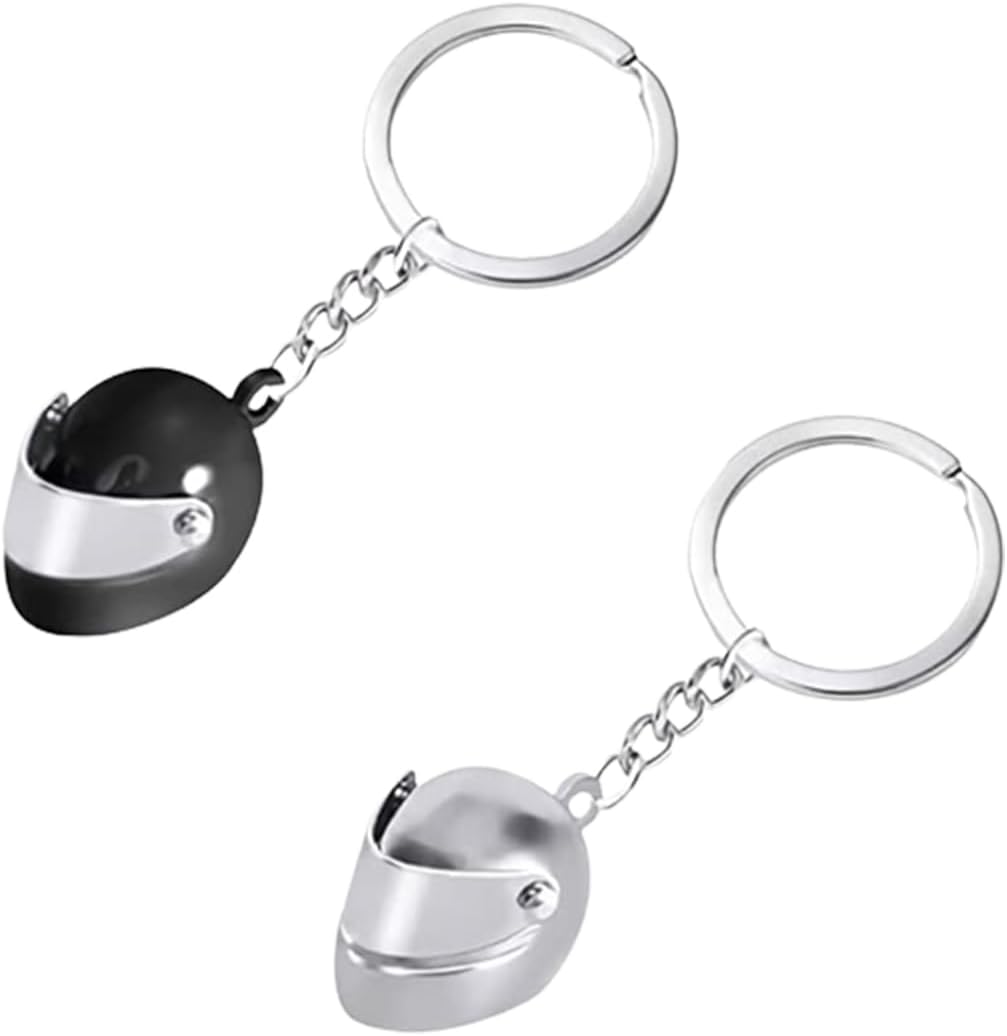 3D Mini Helmet Keychain, 2 Pieces - Motorcycle Helmet Keyring Pendant, Charm Key Ring, Car Key Decoration Accessories for Women Men