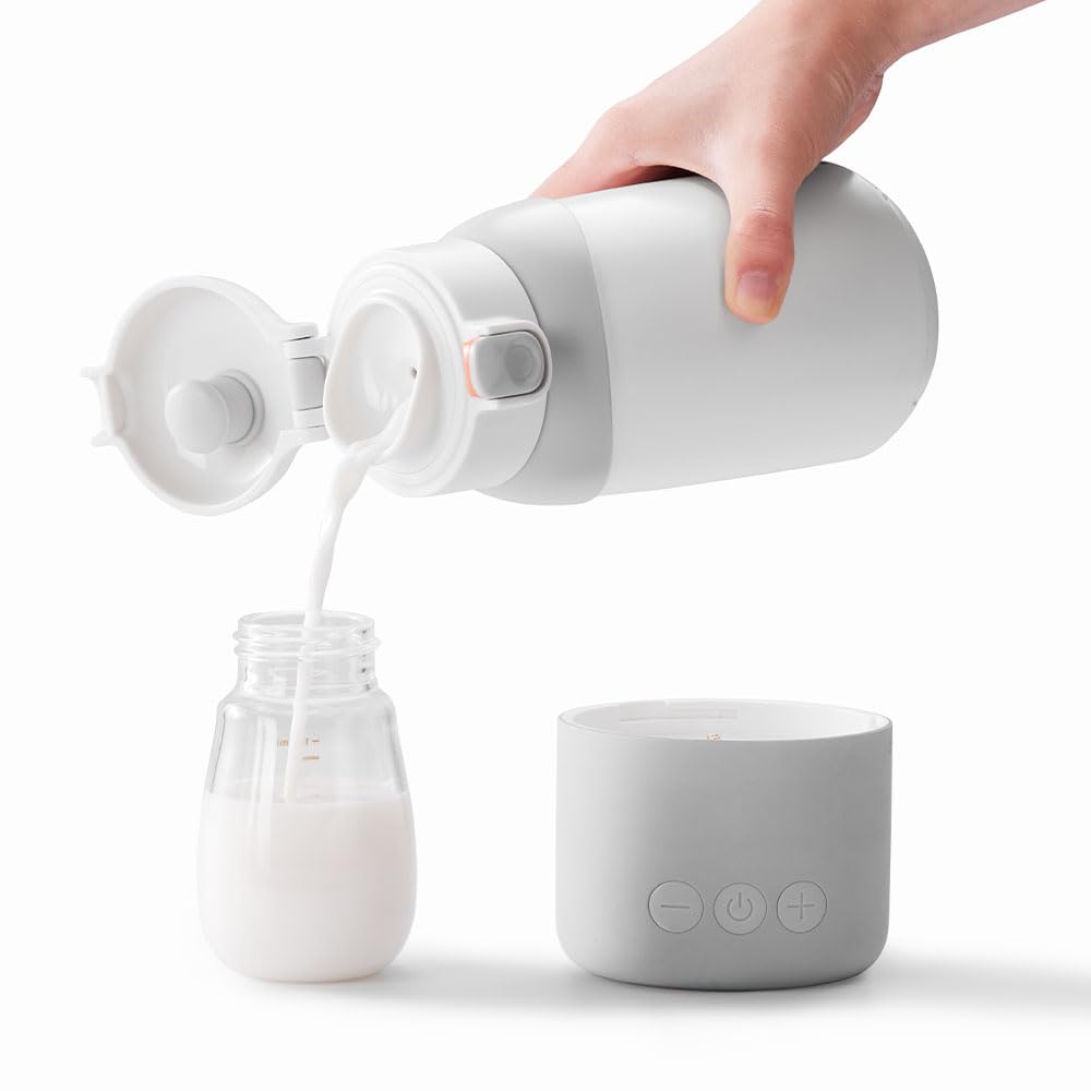 Portable Milk Warmer Pro for Travel, Detachable Design for Easily Clean, Portable Bottle Warmer with Fast Heating, 17.5 Ounces and Large Battery Life Meet Your Feeding Needs.