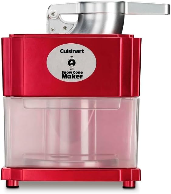 Cuisinart Snow Cone Machine - Makes 5 Icy Cones for Slushies & Frozen Drinks - Includes Reusable & Paper Cones, Red, SCM-10P1