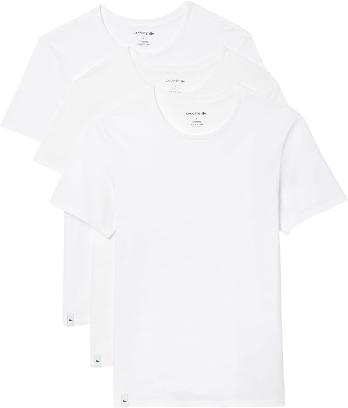 Lacoste Men's 100% Cotton Slim Fit Crew Neck Undershirt, 3-Pack
