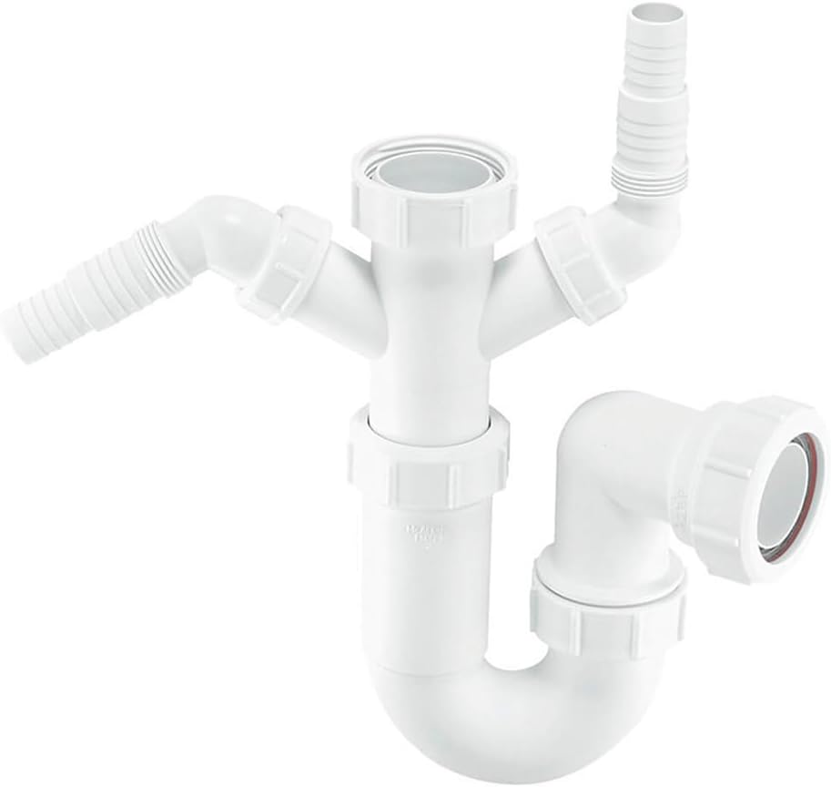 McAlpine WM11 Sink Trap with Twin 135 Degree Nozzles, White