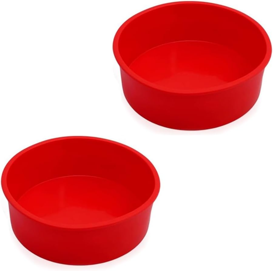 hzbaiyi 2Pcs Cake Tins for Baking Silicone Cake Pan Round Baking Pan Non-Stick and Quick Release Baking Pans for Cheesecake Bread Cheese Rainbow Cake (6 Inch)