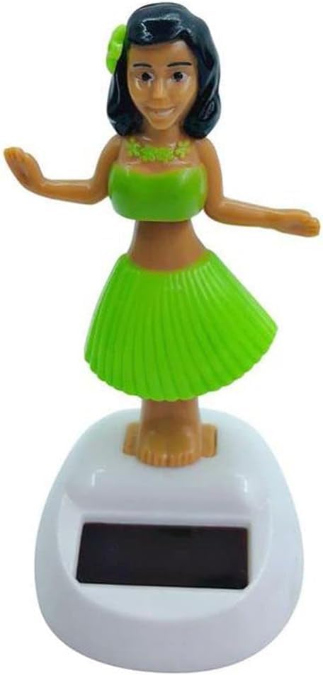 JJLFresheners Green Solar Powered Dancing Hula Girl Dashboard Decorations Swinging Bobbleheads Toy Collection Figurines for Auto Interior Home Decor Bobbleheads Statues, Bobbleheads and Busts