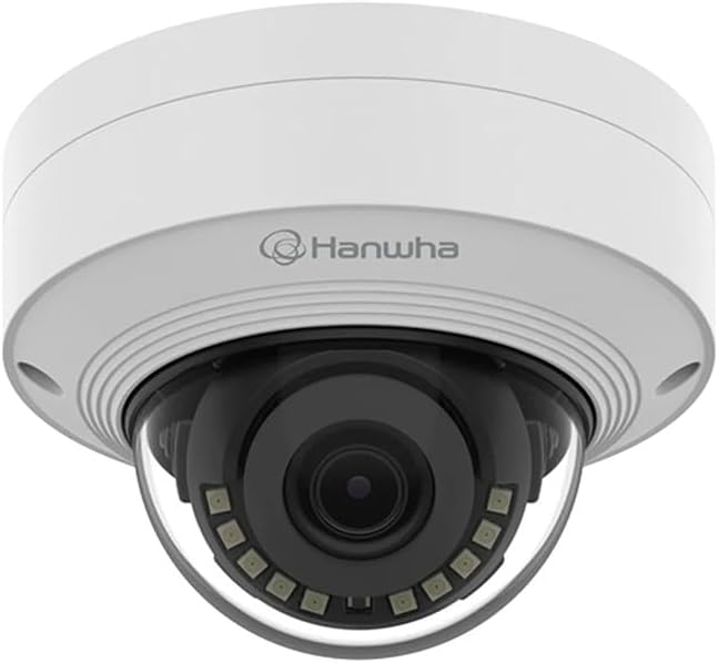 Hanwha QNV-C9011R Q-Series 4K 8MP Vandal Dome POE IP Camera Outdoor, NDAA Compliant, 3mm Fixed Lens 108° Wide View Angle, AI Detection, White, Compatible with Hanwha Wisenet Security IP Camera System