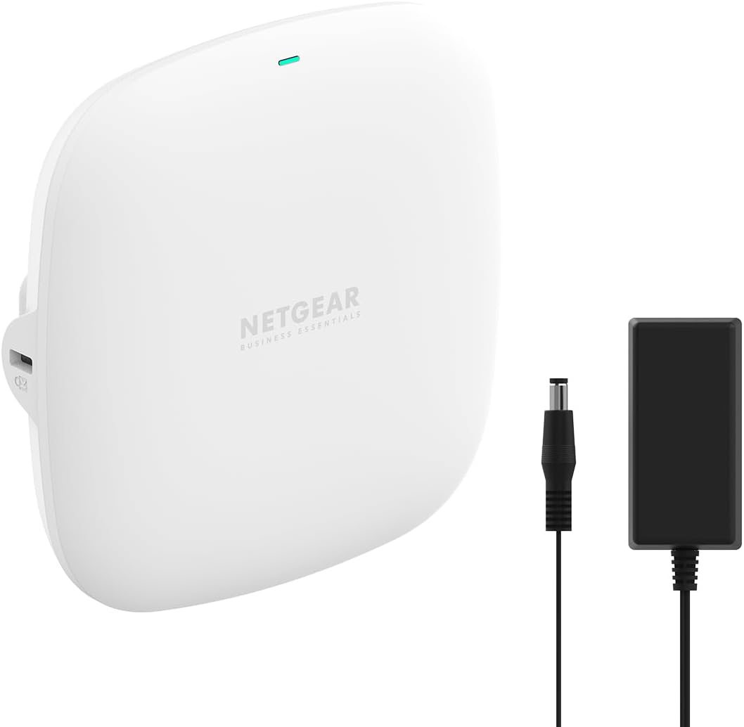 NETGEAR Wireless Access Point (WAX210PA) - WiFi 6 Dual-Band AX1800 Speed | 1 x 1G Ethernet PoE Port | Up to 128 Devices | 802.11ax | WPA3 | Compact Size | Up to 4 SSID Networks | with Power Adapter