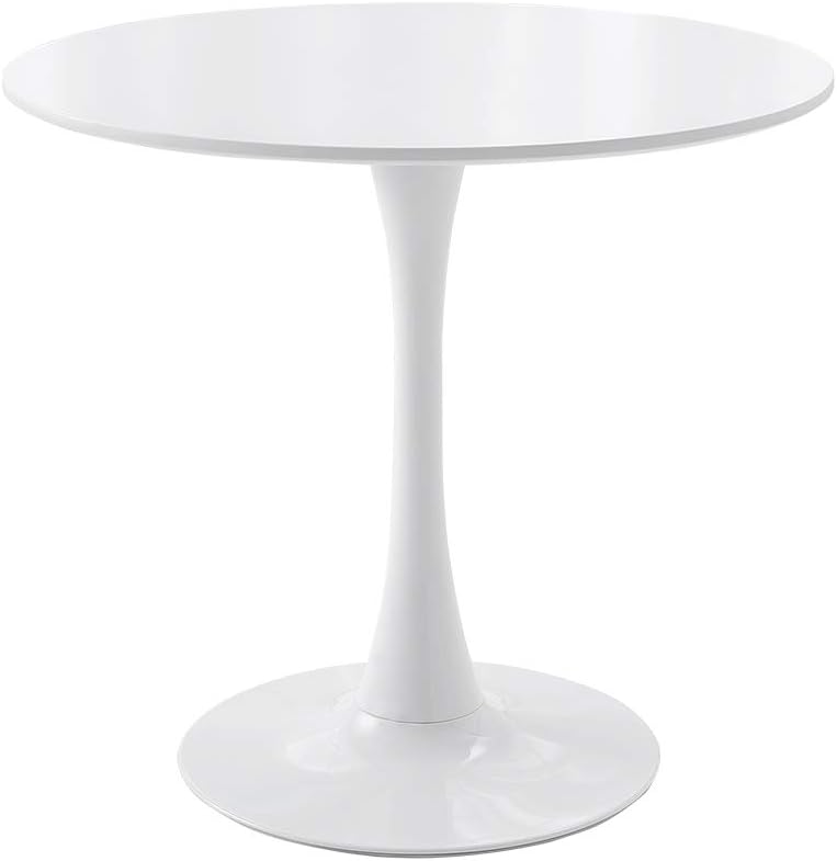 Panana Round White Colored Top Small Medium Kitchen Dining Room Furniture (80cm)