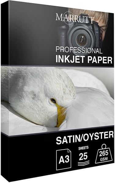 Marrutt 265gsm Pro Photo Satin/Oyster Inkjet Paper: A3-25 Sheets