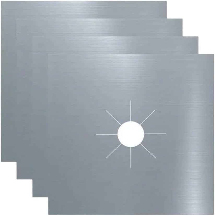 Quailitas 4-Pack Gas Hob Protectors, Non-Stick Stove Covers: Reusable, Heat-Resistant, and Easy-to-Clean Stovetop Sheets for Gas Cookers