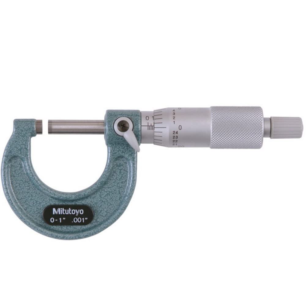 Mitutoyo 103-177 Outside Micrometer, Baked-Enamel Finish, Ratchet Stop, 0-1" Range, 0.001" Graduation, +/-0.0001" Accuracy
