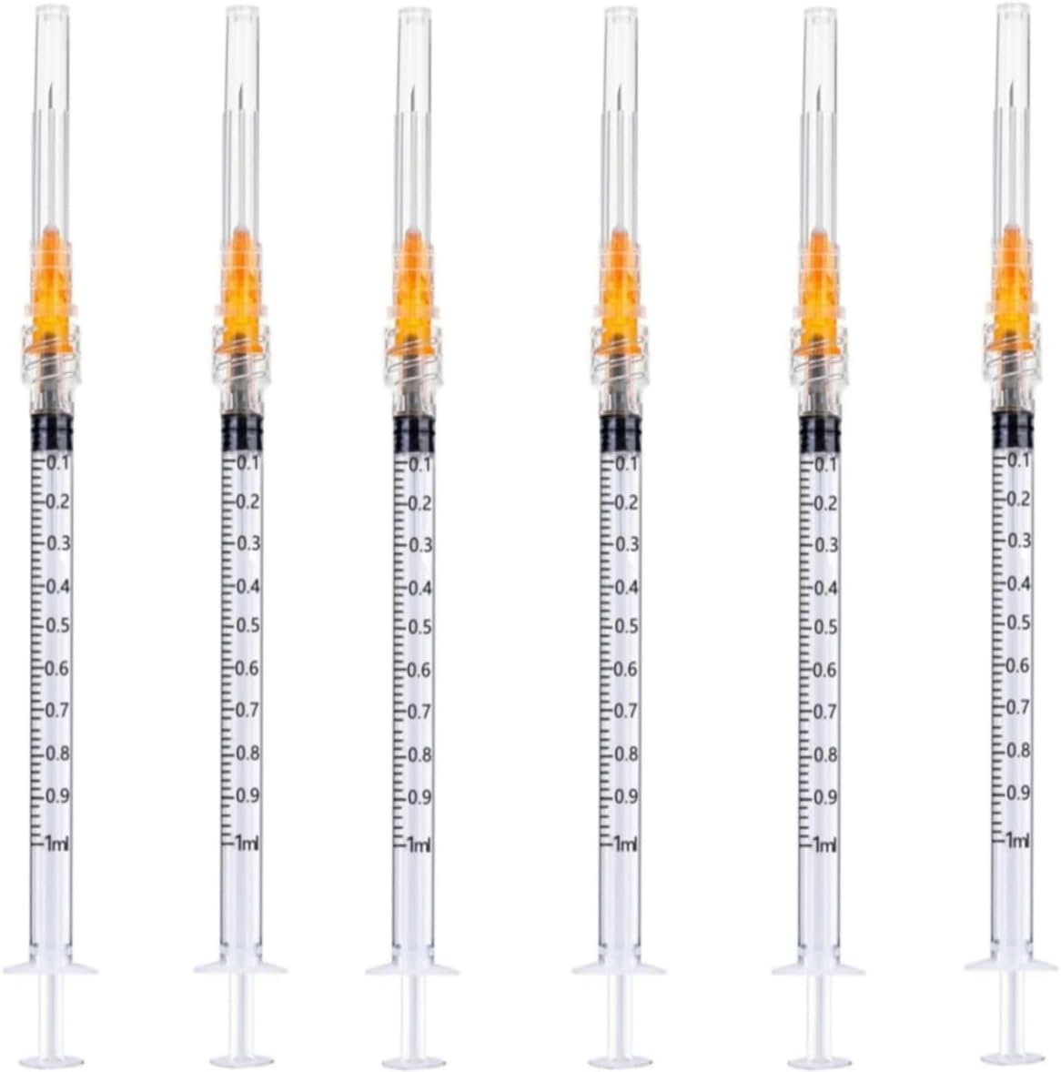 100 Pack 1ml 25 Gauge 5/8 Inch, for Scientific Labs, Industrial Dispensing and Liquid Measuring Supplies, Individually Sealed Packaging