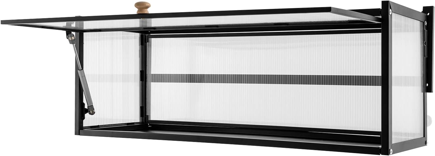 Bathroom Cabinet, Large Capacity Translucent Strip Cabinet, Flip-Up Door Wall Cabinet, Wall Cabinet Locker for Kitchen Living Room Office etc Black