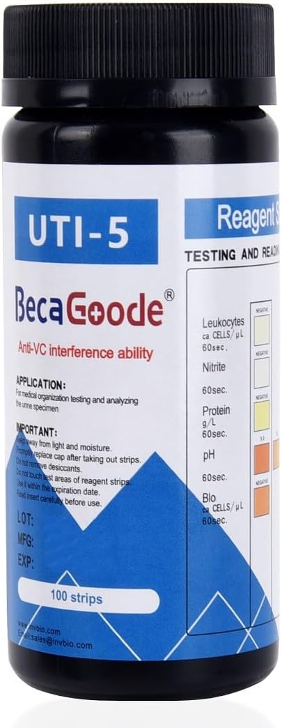 Rapid Urine Test Strips 5 Parameters, UTI Test Strips/Urinary Tract Infection Test Strips- 100 Count