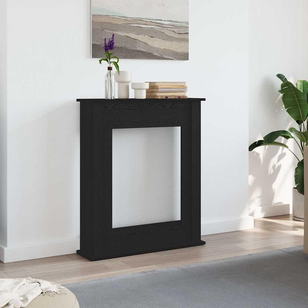 Fireplace Surround, Fire Surround Fireplace Mantel Black Oak 75x20x87.5 cm Engineered Wood