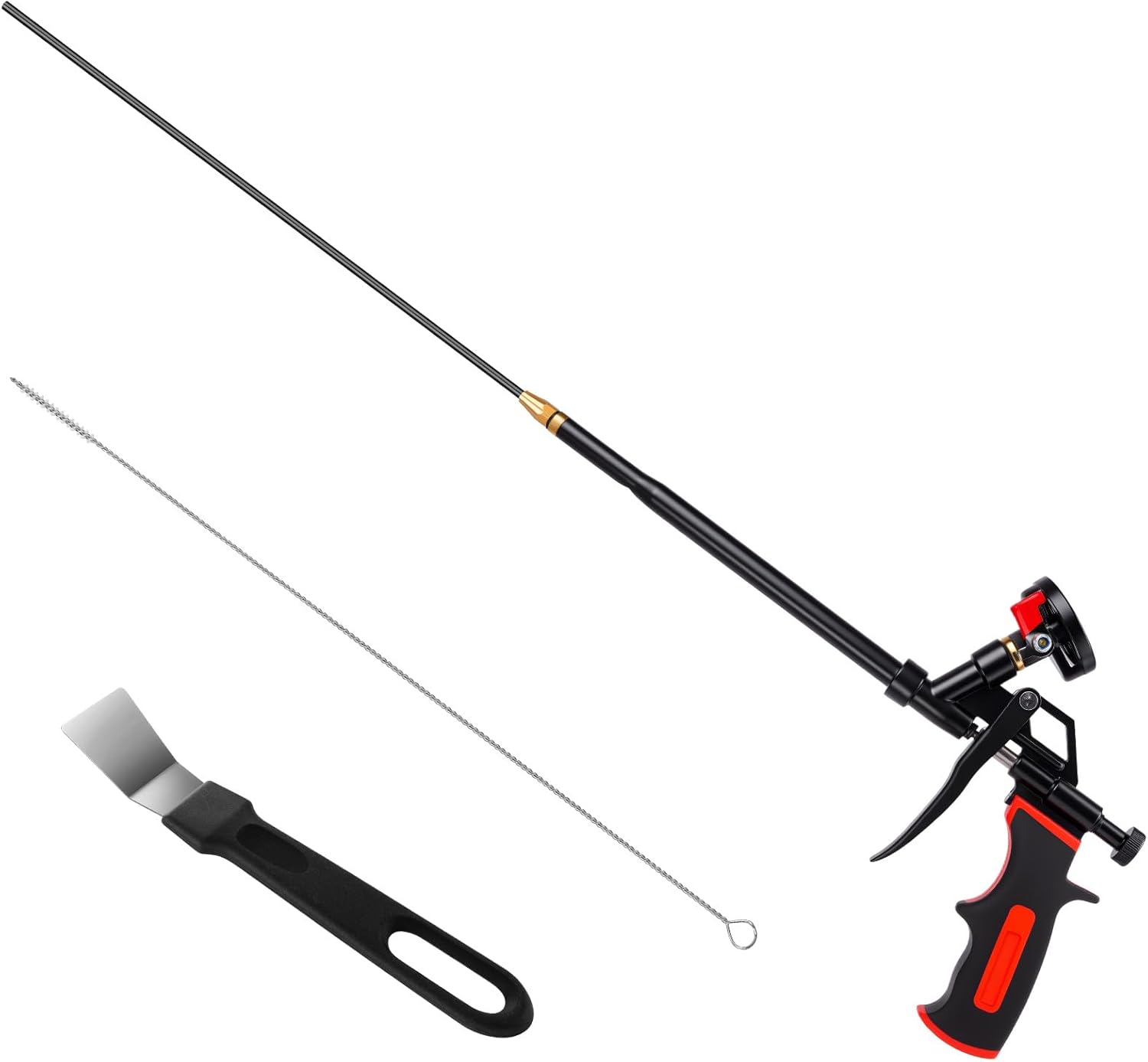 Flintronic Foam Gun, Heavy Duty PU Expanding Foam Gun, Professional Extended Foaming Dispensing Guns, Spray Foam Insulation Gun, Expanding Applicator Tools for Caulking, Sealing, Filling (Black)