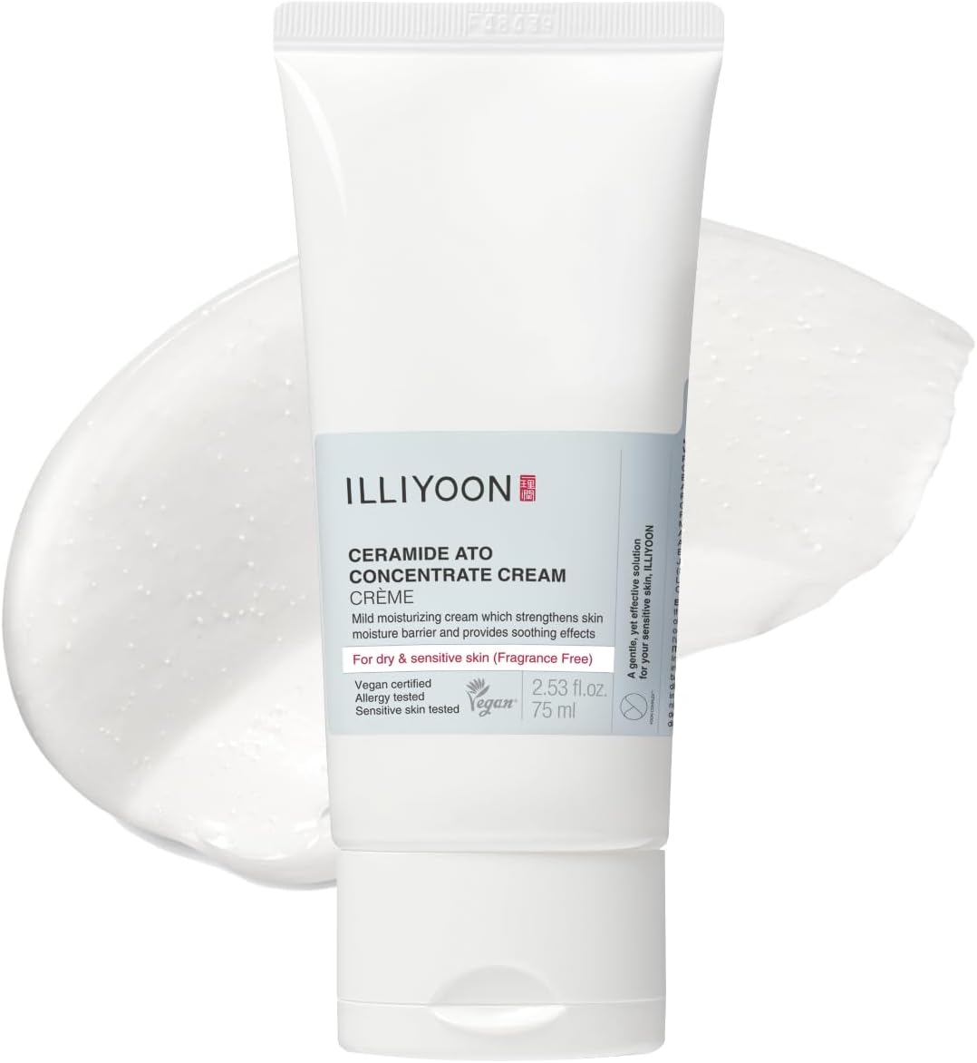 ILLIYOON Ceramide Ato Concentrate Cream (75ml, 2.53 Fl Oz) | Moisturizer for Dry&Sensitive Skin, 100hr Hydration, Restoring Skin Barrier | Gentle for Infants and Adults | Vegan | Fragrance Free