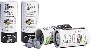 The Humble Co. Charcoal Powder Toothpaste Tablets Fluoride-Free, 3pk - Anticavity, Fluoride Free Toothpaste Dental Tablets with Natural Ingredients, Dentist Developed Formula (Charcoal, 3 Pk)