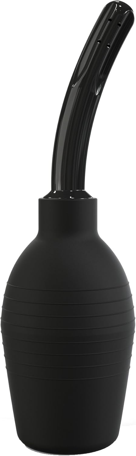 Clean Enema Bulb - Personal Colon Cleanse Device for Men & Women - Home Use & Portable for Travel - Silicone Bulb, Smooth Nozzel - 10oz - Black