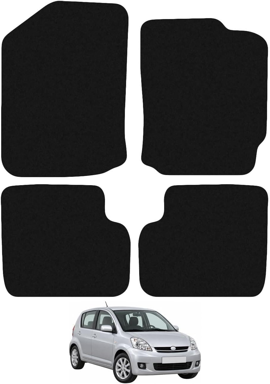 Daihatsu Sirion 2005-2010 Car Mats UK-Made Tailored Fit Carpet Floor Mats Full Coverage Compatible Accessory Black Trim