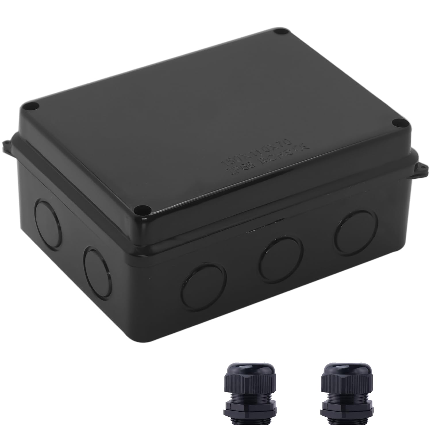 Electrical Box, Outdoor Waterproof Box IP65 Junction Box with Reserved Holes,ABS Plastic Project Box Power Cord Enclosure Black 5.9 x 4.3 x 2.8 inch(150x110x70mm)