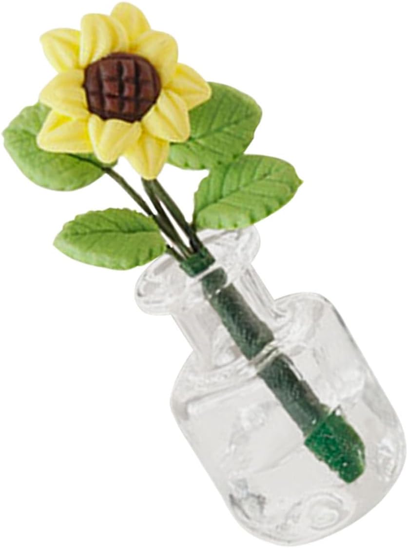 YARNOW Miniature Dollhouse Flower Bonsai Model Mini Fake Sunflower Plant Decoration for Doll Houses Cute Mini Flower Bottle Ornament for Doll Lovers and Collectors