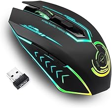 UHURU Wireless Gaming Mouse Up to 10000 DPI, Rechargeable USB Wireless Mouse with 6 Buttons 7 Dynamic LED Color Ergonomic Programmable MMO RPG for PC Laptop, Compatible with Windows Mac