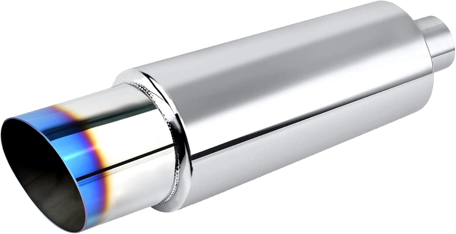 EVIL ENERGY Exhaust Muffler,Stainless Steel Exhaust Tip,Universal 14.6" Length (Burnt,2" Inlet 3" Outlet)
