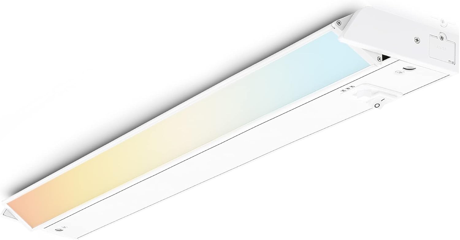 Parmida LED Swivel Under Cabinet Lighting, Hardwired or Plug-in Installation, 24 Inch, 14W, 3CCT Color Selectable - 3000/4000K/5000K, Rotatable Lens, Dimmable, Linkable, 120V, 840LM, White