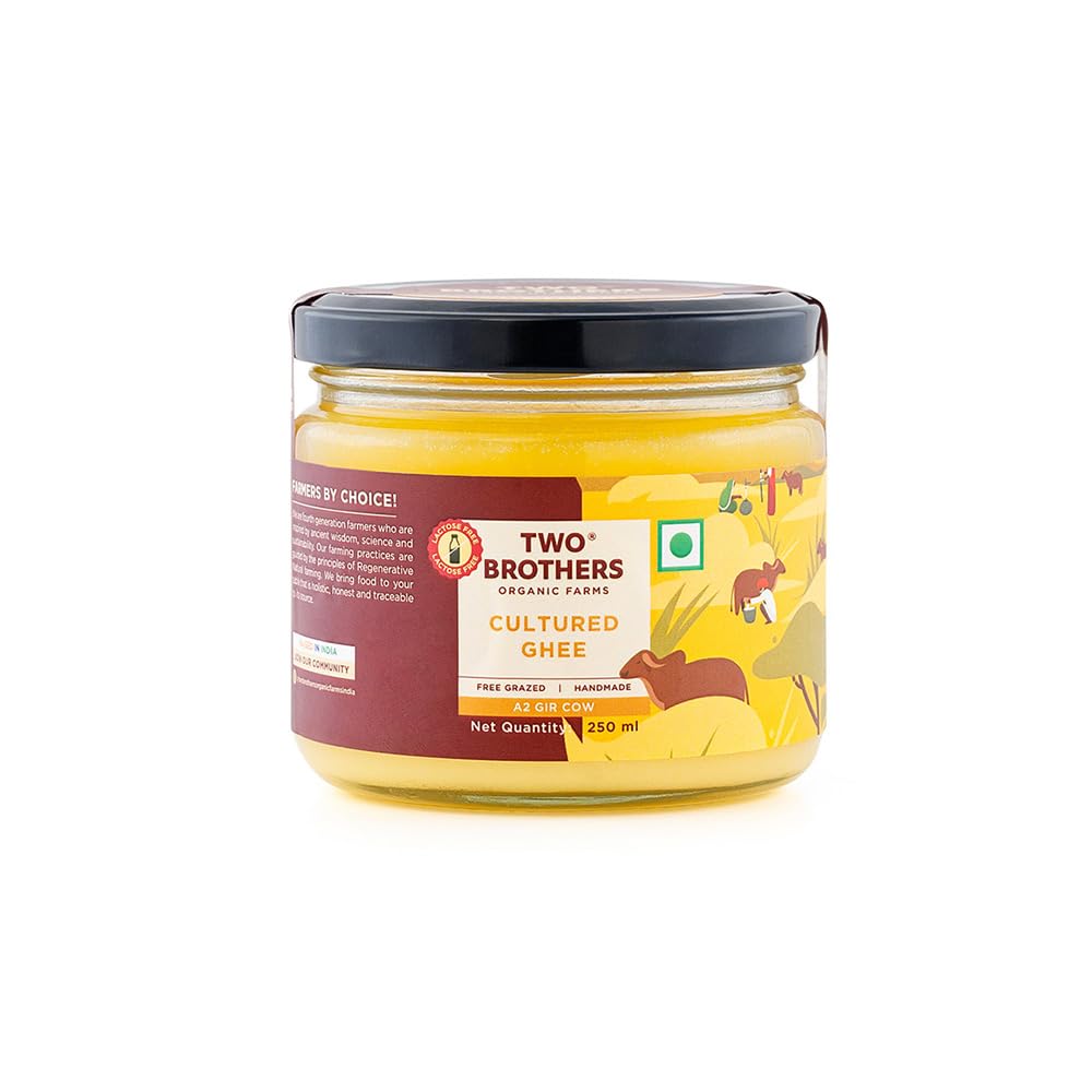 TWO BROTHERS ORGANIC FARMS Amorearth - Natural Healthy Fresh Organic Desi Gir Cow A2 Cultured Ghee, 250 ml