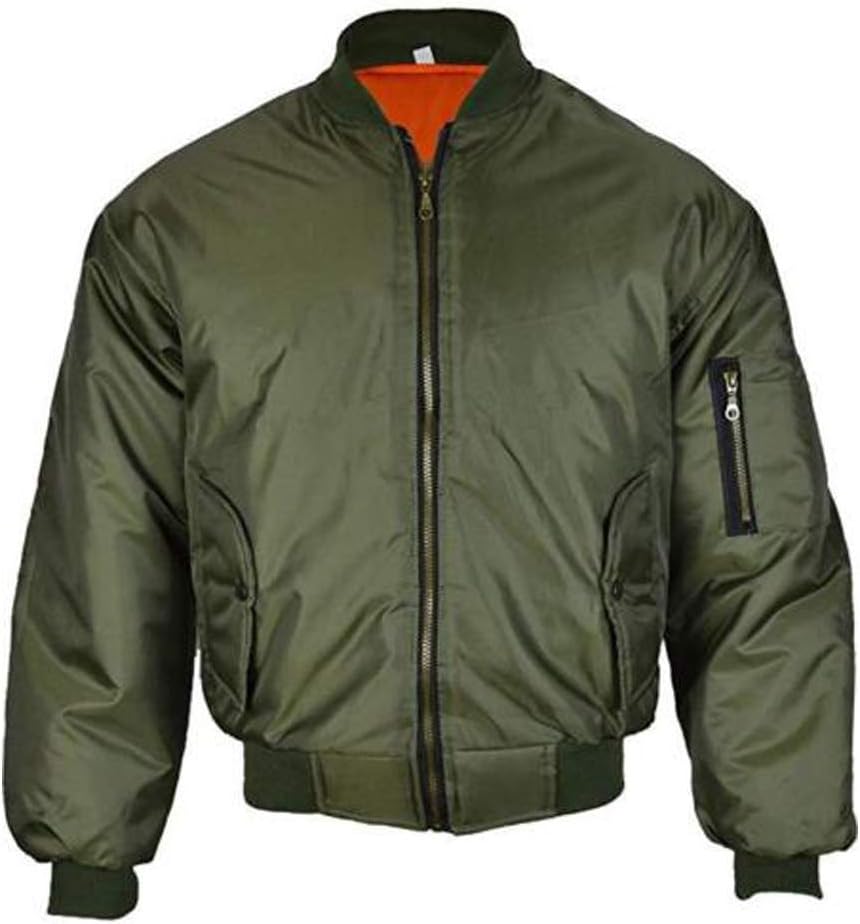 FAIRY TRENDZ Men's Classic MA1 Bomber Jacket Casual Warm Lightweight Sportswear Windproof Winter Pilot Motorbike Outwear Zip Waterproof Military Coat Small-XXL